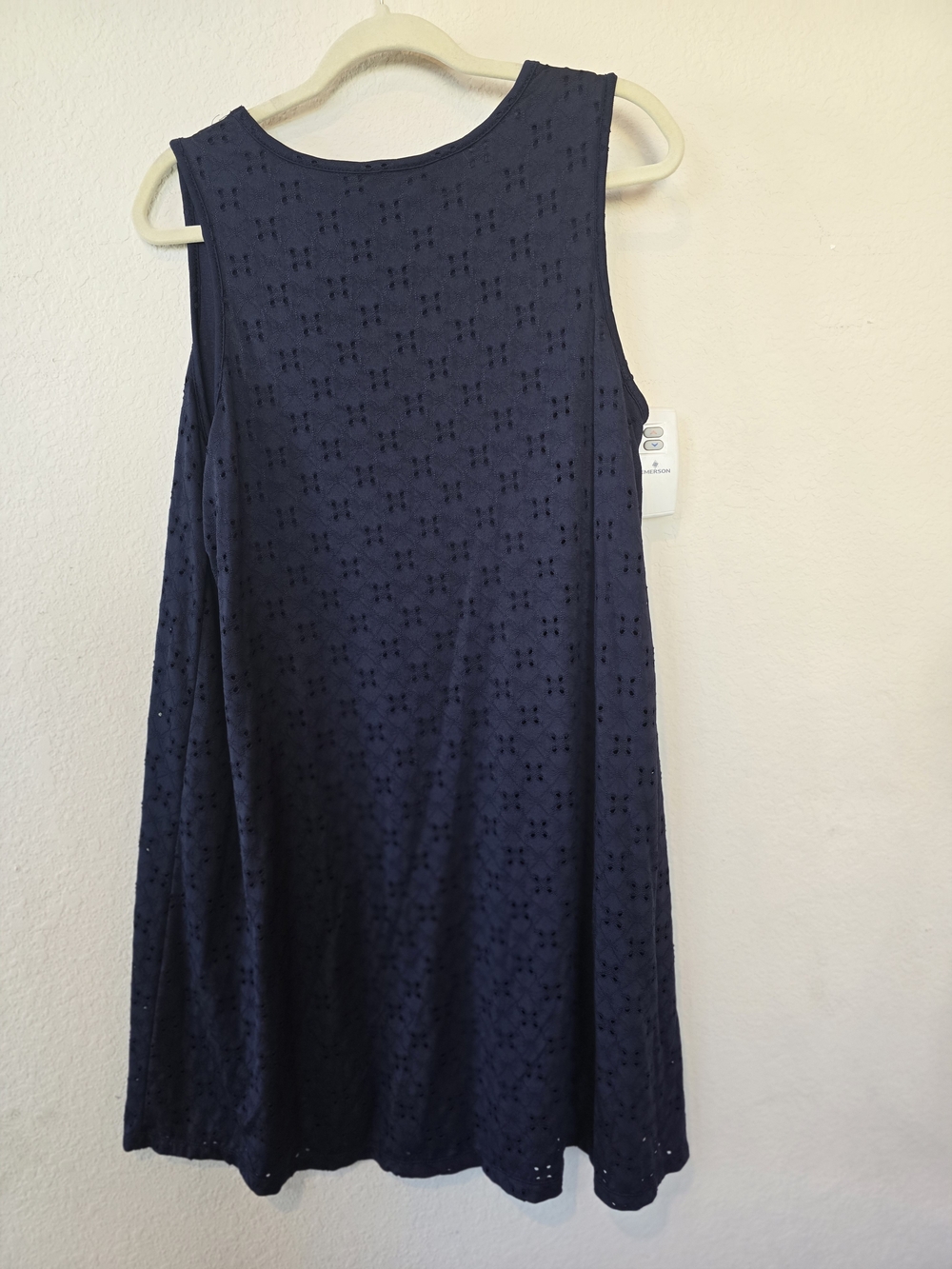 Market & Spruce Navy Eyelet Tank Dress Sz 1X - Picture 2 of 6